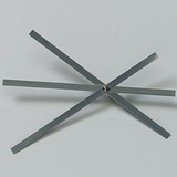 Das Bild zeigt ein Experimentiergerät, bestehend aus mehreren flachen Metallstreifen, die sternförmig angeordnet sind und sich um eine zentrale Kugel drehen. Es dient zur Veranschaulichung physikalischer Prinzipien wie Rotation oder Gleichgewicht.