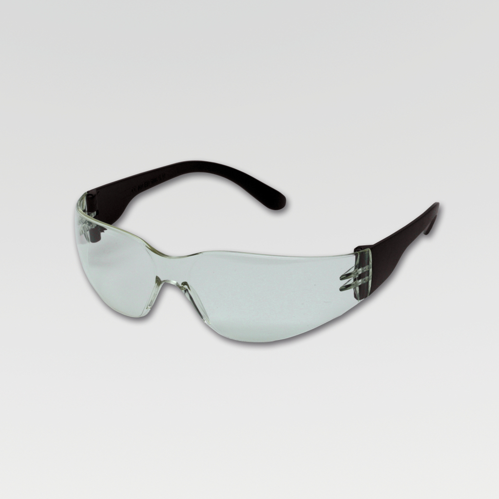 Das Bild zeigt eine transparente Schutzbrille, die für den Einsatz in Experimenten im Bildungsbereich konzipiert ist. Die Brille hat einen modernen, ergonomischen Rahmen und bietet Schutz für die Augen während praktischer Arbeiten.