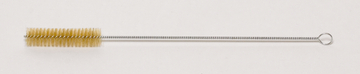 Das Bild zeigt eine Reinigungsbürste mit einer langen, flexiblen Drahtgriffe und Borsten aus hellen Materialien. Sie ist ideal für feine Reinigungsarbeiten in Experimenten oder bei der Pflege von Laborausrüstung.