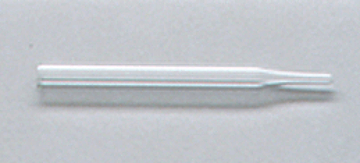 Das Bild zeigt ein transparentes Glasröhrchen mit einer schmalen Öffnung an einem Ende. Es könnte für laborchemische Experimente oder zur Durchführung von Messungen in der Ausbildung verwendet werden.