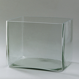Das Bild zeigt ein klares, rechteckiges Glasbehältnis mit abgerundeten Ecken. Es eignet sich ideal für chemische Experimente oder als Laborgerät im Bildungsbereich.