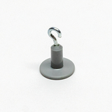 Das Bild zeigt einen grauen Standfuß mit einem Haken an der Oberseite. Dieses Experimentierzubehör wird häufig im Bildungsbereich verwendet, um Objekte zu befestigen oder zu halten.