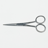 Das Bild zeigt eine Edelstahl-Schere mit feiner Spitze und runden Griffen. Sie eignet sich ideal für präzise Schneidarbeiten in experimentellen Anwendungen im Bildungsbereich.