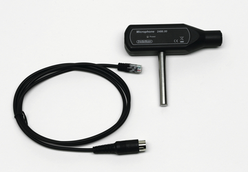 Das Bild zeigt ein Mikrofon mit einem langen, grauen Kabel und einem Stecker. Es ist für den Einsatz in Experimenten im Bildungsbereich konzipiert und ermöglicht die Messung von Schallwellen oder Tönen.
