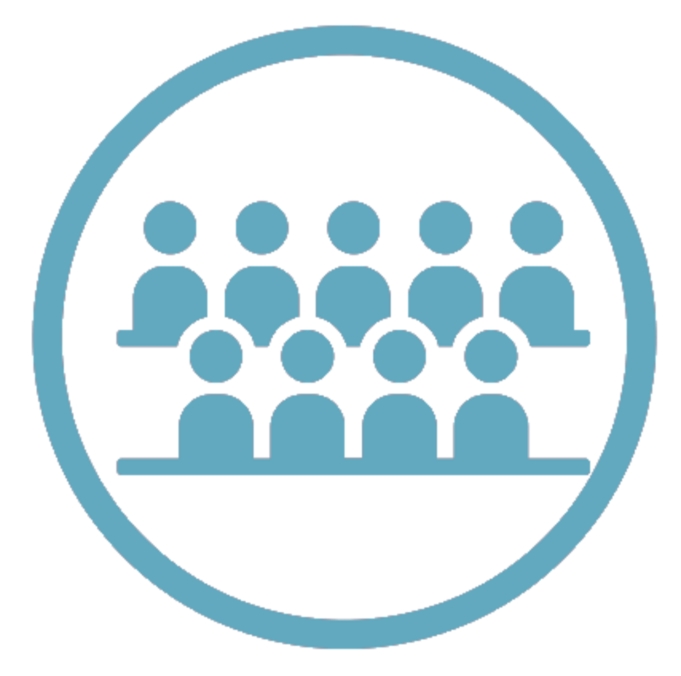 Die Abbildung zeigt eine stilisierte Darstellung von mehreren Personen, die in zwei Reihen angeordnet sind. Diese grafische Darstellung k&ouml;nnte in einem Kontext verwendet werden, der sich auf den Austausch oder die Zusammenarbeit in Bildungseinrichtungen bezieht.