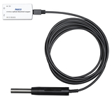 Ein kabelloser optischer Sensor von PASCO zur Messung von gelöstem Sauerstoff. Das Gerät besteht aus einer weißen Steuereinheit und einem langen schwarzen Kabel mit einer metallischen Messspitze.